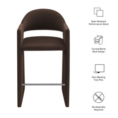 Talia Chocolate Brown 41 Inch Performance Velvet Bar Stool - Ornate Home