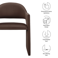 Talia Chocolate Brown Performance Velvet Dining Armchair - Ornate Home