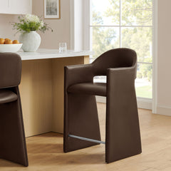 Talia Espresso 37 Inch Vegan Leather Counter Stool - Ornate Home