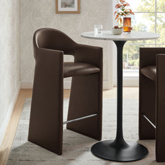 Talia Espresso 41 Inch Vegan Leather Bar Stool - Ornate Home