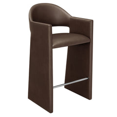 Talia Espresso 41 Inch Vegan Leather Bar Stool - Ornate Home