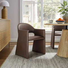Talia Espresso Vegan Leather Dining Armchair - Ornate Home