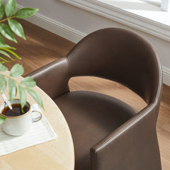 Talia Espresso Vegan Leather Dining Armchair - Ornate Home