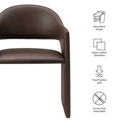 Talia Espresso Vegan Leather Dining Armchair - Ornate Home