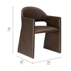 Talia Espresso Vegan Leather Dining Armchair - Ornate Home