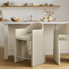 Talia Linen 37 Inch Upholstered Fabric Counter Stool - Ornate Home