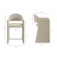 Talia Linen 37 Inch Upholstered Fabric Counter Stool - Ornate Home