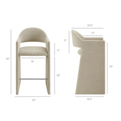 Talia Linen 41 Inch Upholstered Fabric Bar Stool - Ornate Home