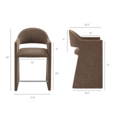 Talia Mocha 37 Inch Upholstered Fabric Counter Stool - Ornate Home
