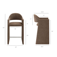 Talia Mocha 41 Inch Upholstered Fabric Bar Stool - Ornate Home