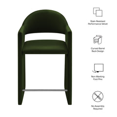 Talia Moss Green 37 Inch Performance Velvet Counter Stool - Ornate Home