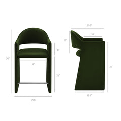 Talia Moss Green 37 Inch Performance Velvet Counter Stool - Ornate Home