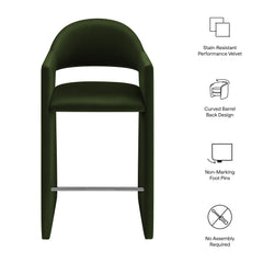 Talia Moss Green 41 Inch Performance Velvet Bar Stool - Ornate Home