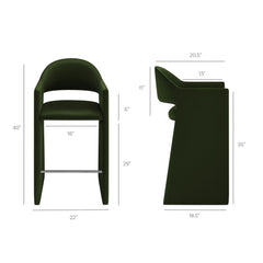 Talia Moss Green 41 Inch Performance Velvet Bar Stool - Ornate Home