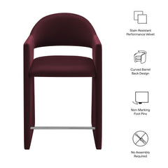 Talia Mulberry 37 Inch Performance Velvet Counter Stool - Ornate Home