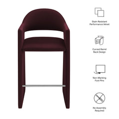 Talia Mulberry 41 Inch Performance Velvet Bar Stool - Ornate Home