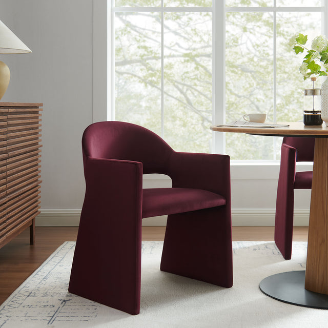 Talia Mulberry Performance Velvet Dining Armchair - Ornate Home