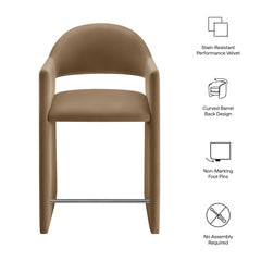 Talia Taupe 37 Inch Performance Velvet Counter Stool - Ornate Home