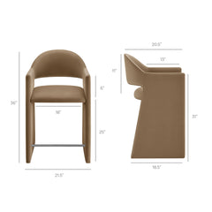 Talia Taupe 37 Inch Performance Velvet Counter Stool - Ornate Home