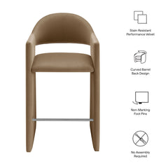 Talia Taupe 41 Inch Performance Velvet Bar Stool - Ornate Home