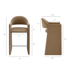 Talia Taupe 41 Inch Performance Velvet Bar Stool - Ornate Home