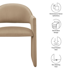 Talia Taupe Performance Velvet Dining Armchair - Ornate Home