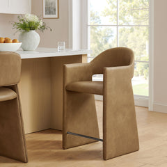 Talia Toast 37 Inch Vegan Leather Counter Stool - Ornate Home
