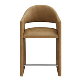 Talia Toast 37 Inch Vegan Leather Counter Stool - Ornate Home