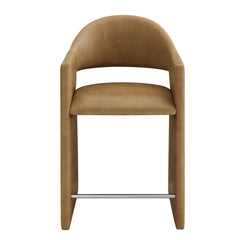 Talia Toast 37 Inch Vegan Leather Counter Stool - Ornate Home