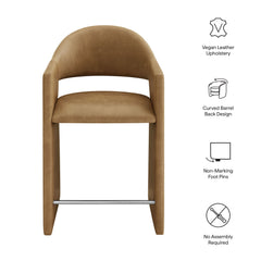 Talia Toast 37 Inch Vegan Leather Counter Stool - Ornate Home