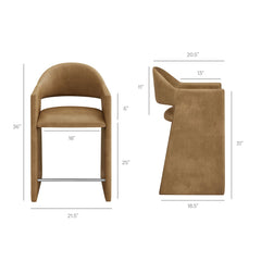 Talia Toast 37 Inch Vegan Leather Counter Stool - Ornate Home