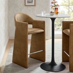 Talia Toast 41 Inch Vegan Leather Bar Stool - Ornate Home