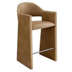 Talia Toast 41 Inch Vegan Leather Bar Stool - Ornate Home