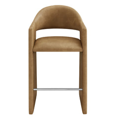Talia Toast 41 Inch Vegan Leather Bar Stool - Ornate Home