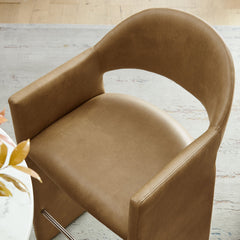 Talia Toast 41 Inch Vegan Leather Bar Stool - Ornate Home