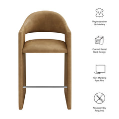 Talia Toast 41 Inch Vegan Leather Bar Stool - Ornate Home