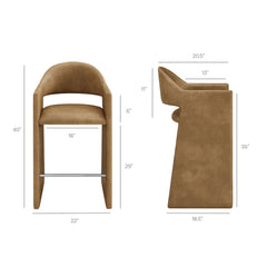 Talia Toast 41 Inch Vegan Leather Bar Stool - Ornate Home