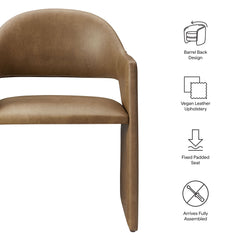 Talia Toast Vegan Leather Dining Armchair - Ornate Home
