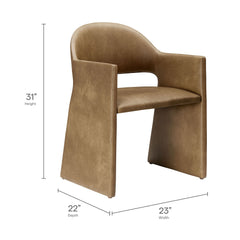 Talia Toast Vegan Leather Dining Armchair - Ornate Home