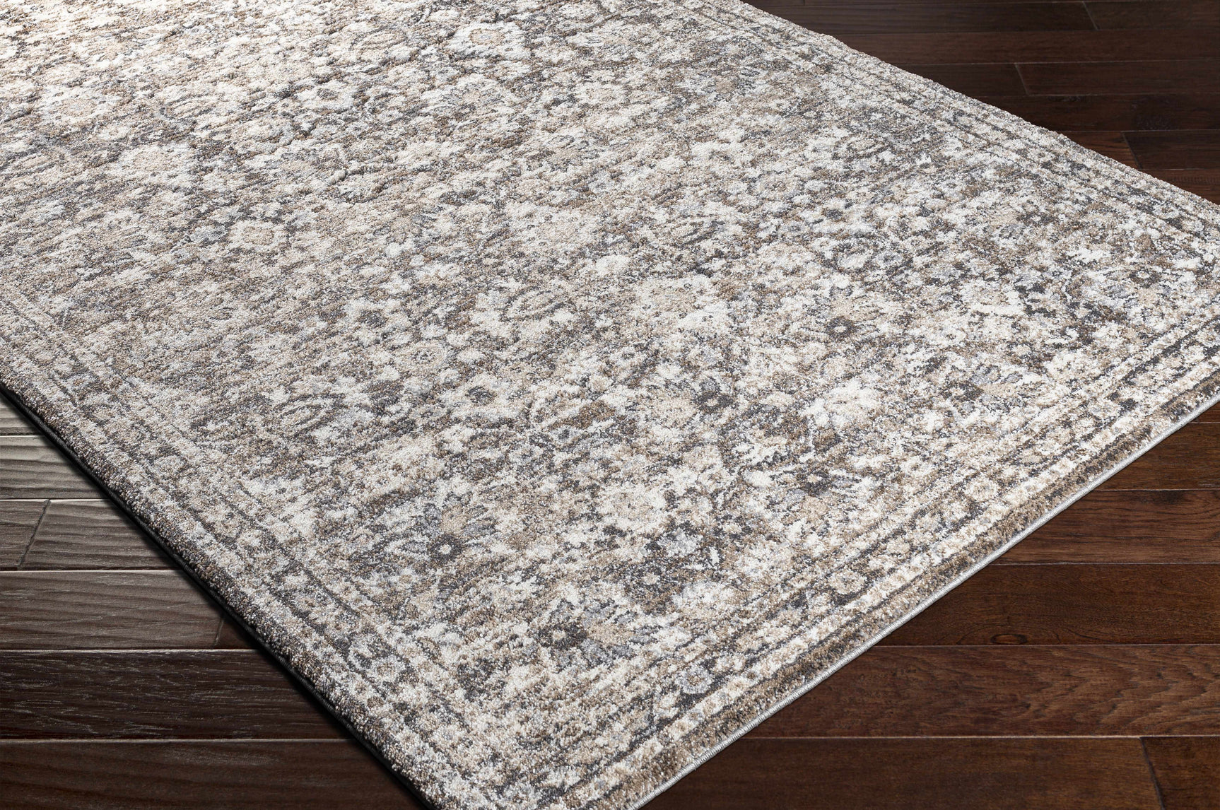 Talihina Brown Luxe Damask Rug - Ornate Home