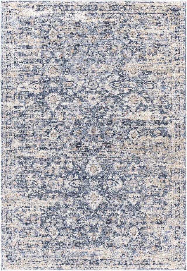 Talihina Denim Damask Area Rug - Ornate Home