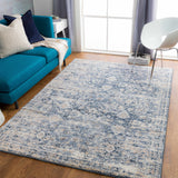 Talihina Denim Damask Area Rug - Ornate Home