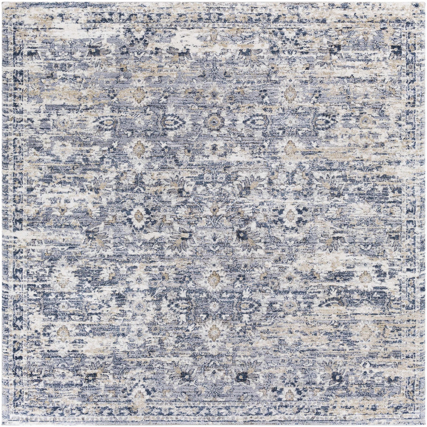 Talihina Denim Damask Area Rug - Ornate Home