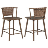 Tallis Brown Woven Leatherette Back Counter Chair (Set Of 2) - Ornate Home