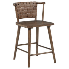 Tallis Brown Woven Leatherette Back Counter Chair (Set Of 2) - Ornate Home
