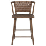 Tallis Brown Woven Leatherette Back Counter Chair (Set Of 2) - Ornate Home