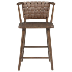 Tallis Brown Woven Leatherette Back Counter Chair (Set Of 2) - Ornate Home