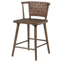 Tallis Brown Woven Leatherette Back Counter Chair (Set Of 2) - Ornate Home