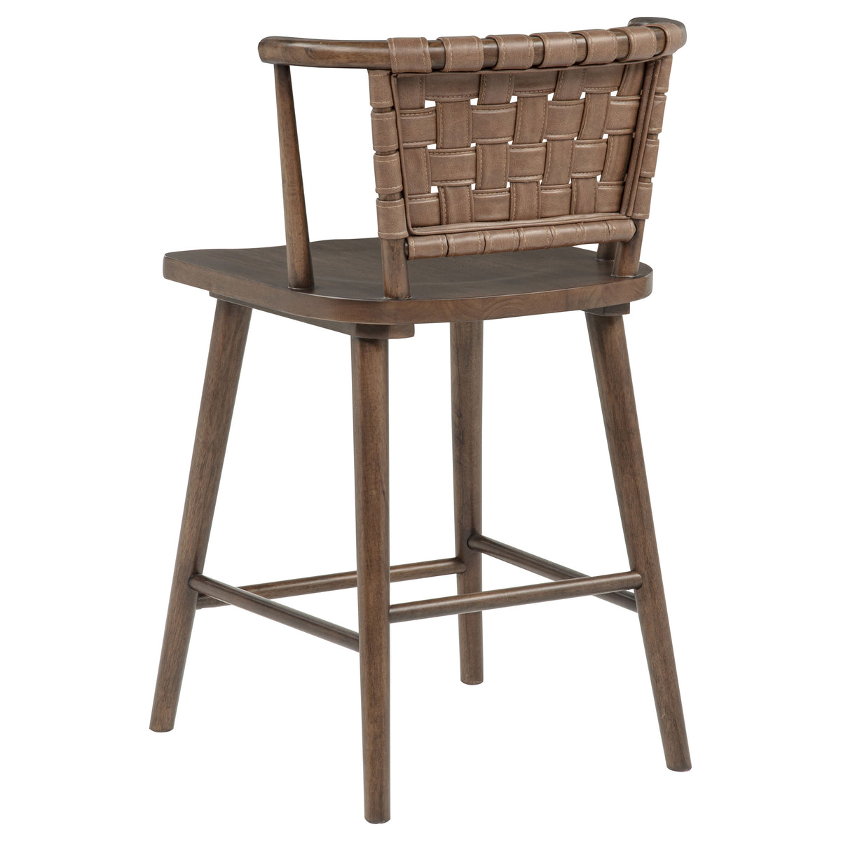 Tallis Brown Woven Leatherette Back Counter Chair (Set Of 2) - Ornate Home