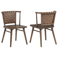 Tallis Brown Woven Leatherette Back Dining Side Chair (Set Of 2) - Ornate Home